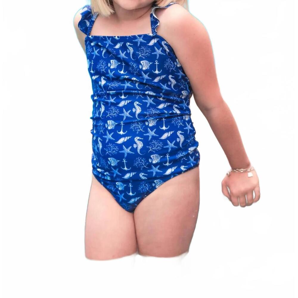 NEW JESS LEA girl's sailing away swimsuit in blue